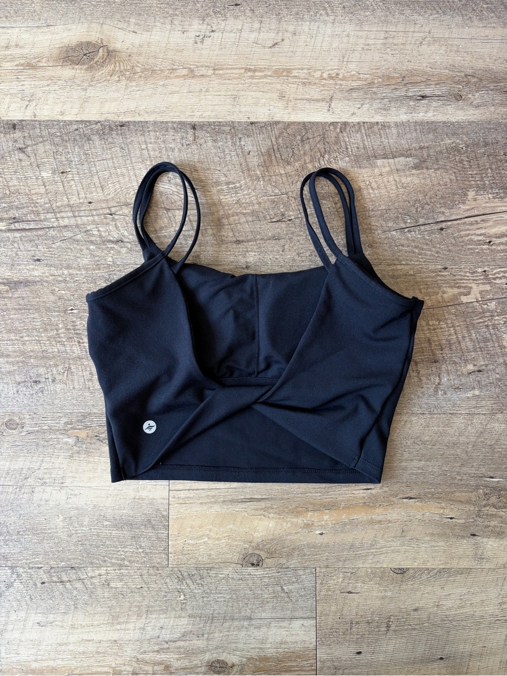 Halara Black Double Straps Cropped Yoga Tank Top - Picture 3 of 8